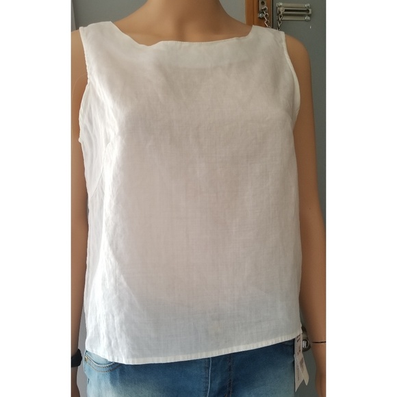 Weavz Tops - Weavz Linen White Sleeveless Top, M